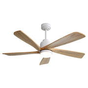 52" Smart Remote Control Ceiling Fan With Dimmable LED Light, 5 Blades, Reversible DC Motor - White