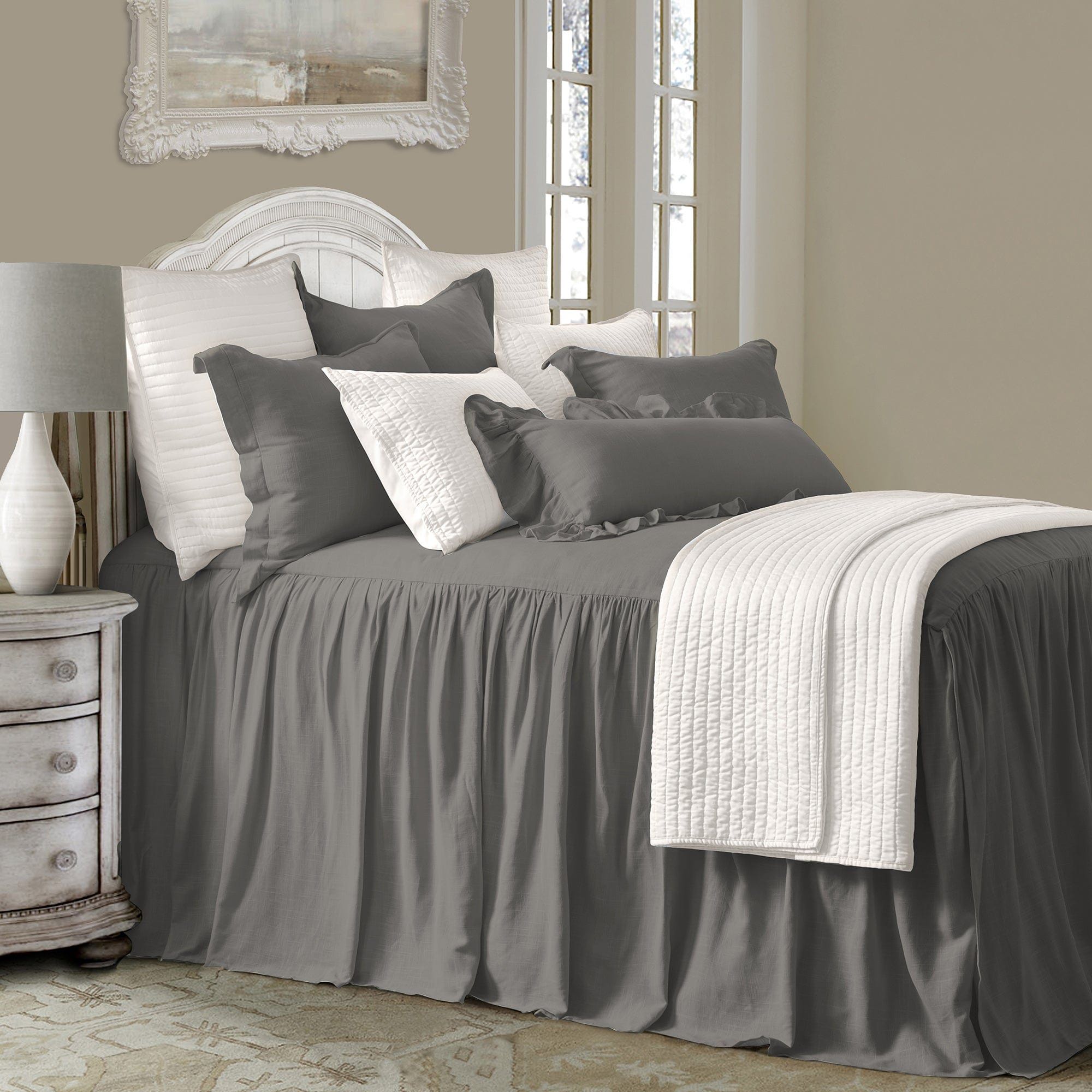Luna - King Washed Linen Bedspread Set (Set of 3) - Slate