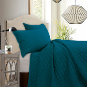 Velvet Diamond - Full/Queen Quilt Set (Set of 3) - Teal