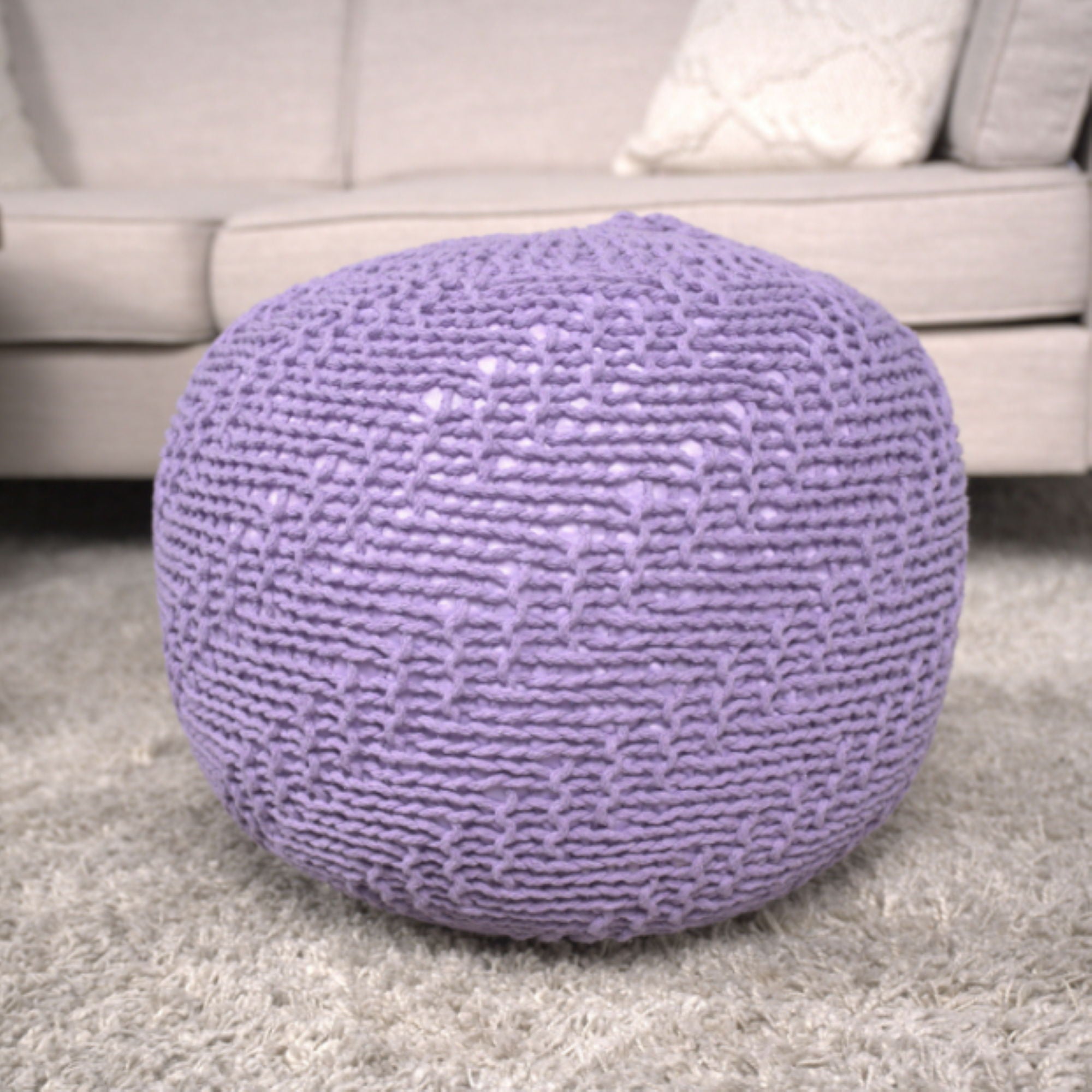 Bordeaux - Knitted Round Pouf Ottoman