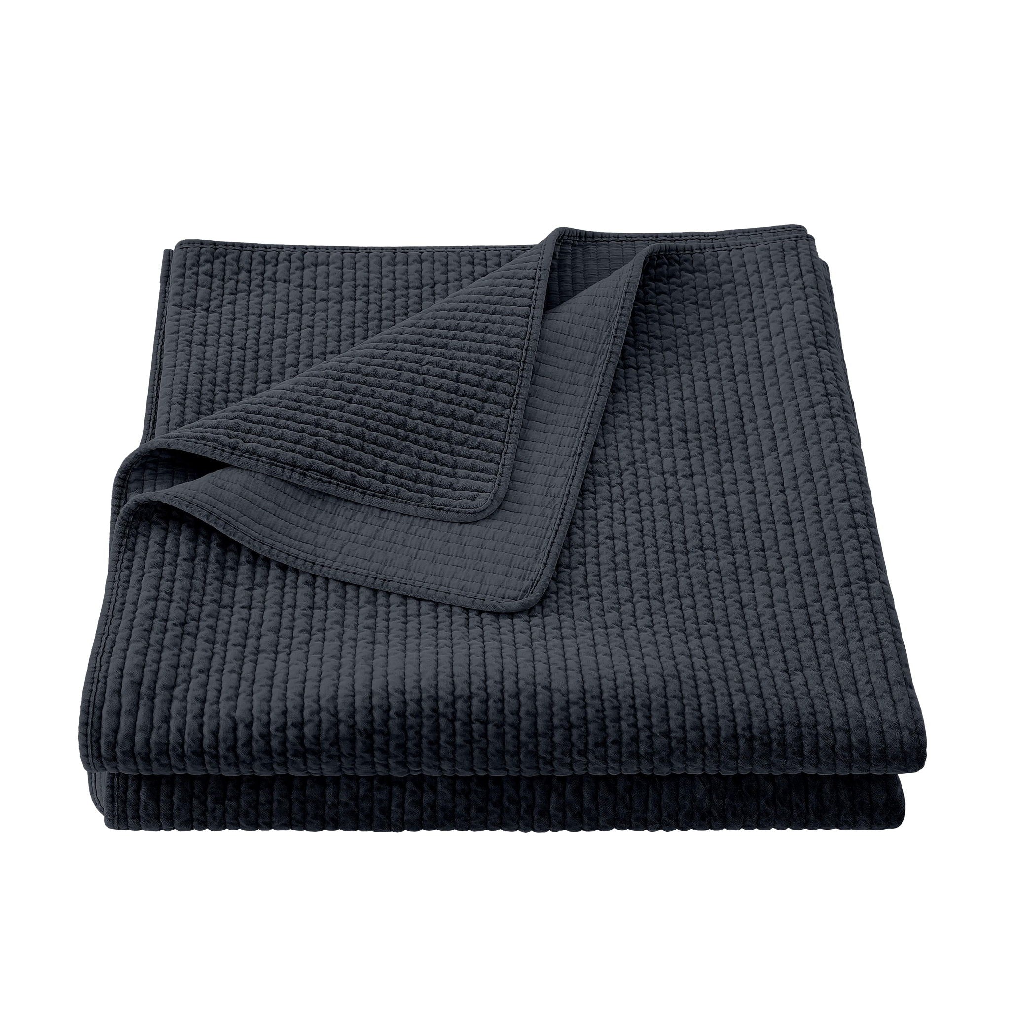 Stonewashed Cotton Velvet - Twin Quilt - Navy