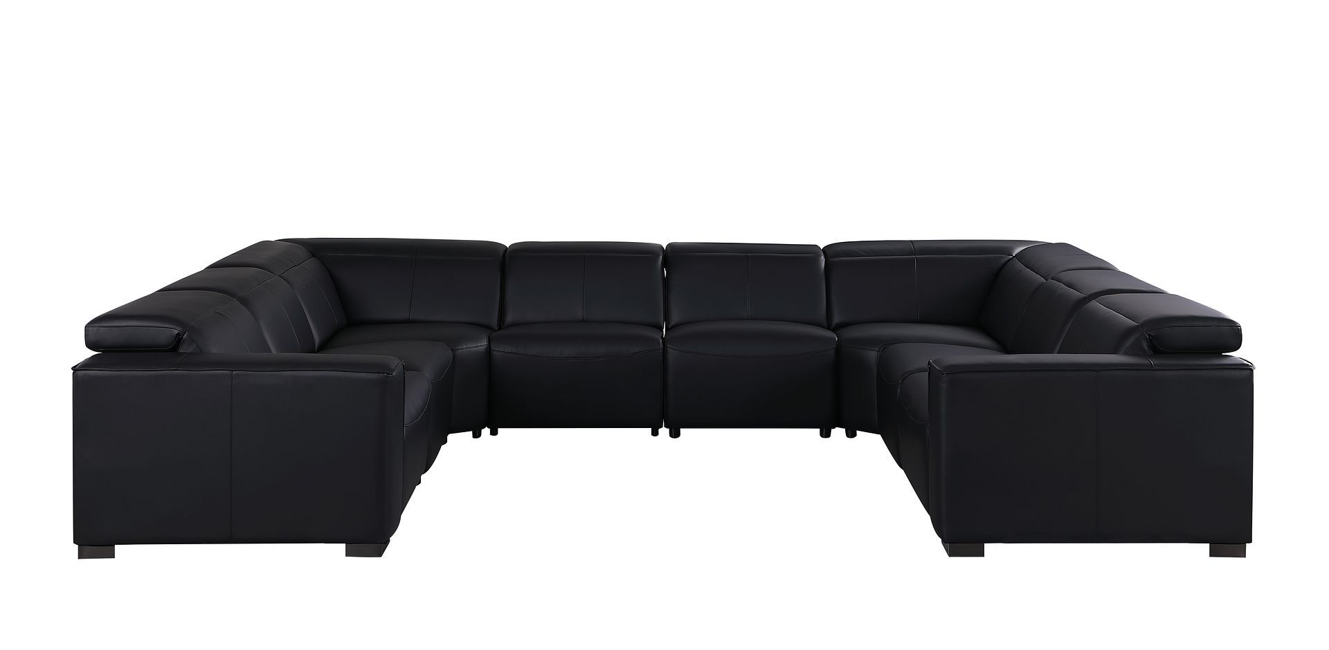 1208 - 8 Piece U Shaped Leather Sectional With 4 Power Recliners & Power Headrest