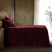 Stella - Queen Faux Silk Velvet Bedspread Set (Set of 3) - Garnet Red