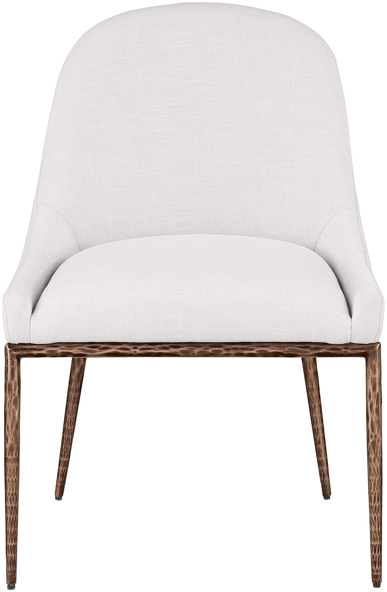 Ferro - Linen Textured Performance Fabric Upholstered Dining Side Chair - Cream / Brushed Bronze