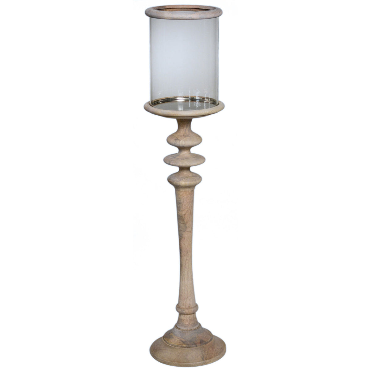 Hurricane Wooden Base - Brass Antique