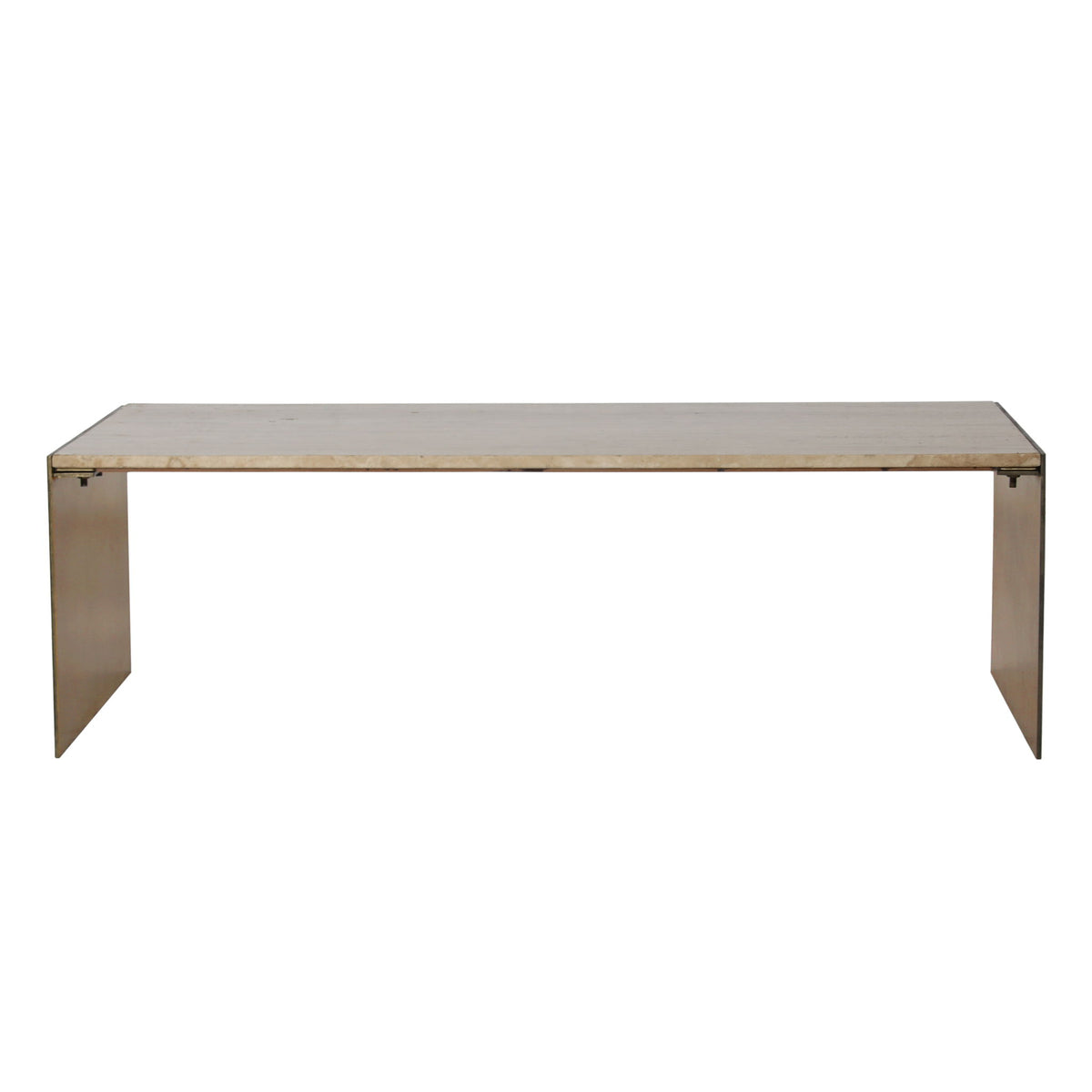 Keven - Coffee Table - Natural And Antique Brass