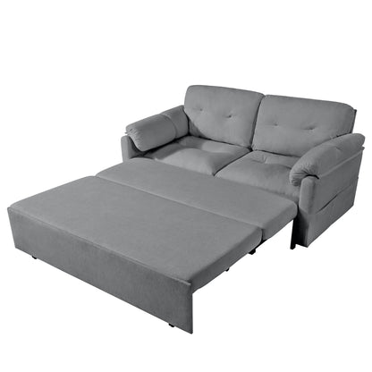 Convertible Pull Out Sofa Bed Queen Size, 3 In 1 With Side Storage