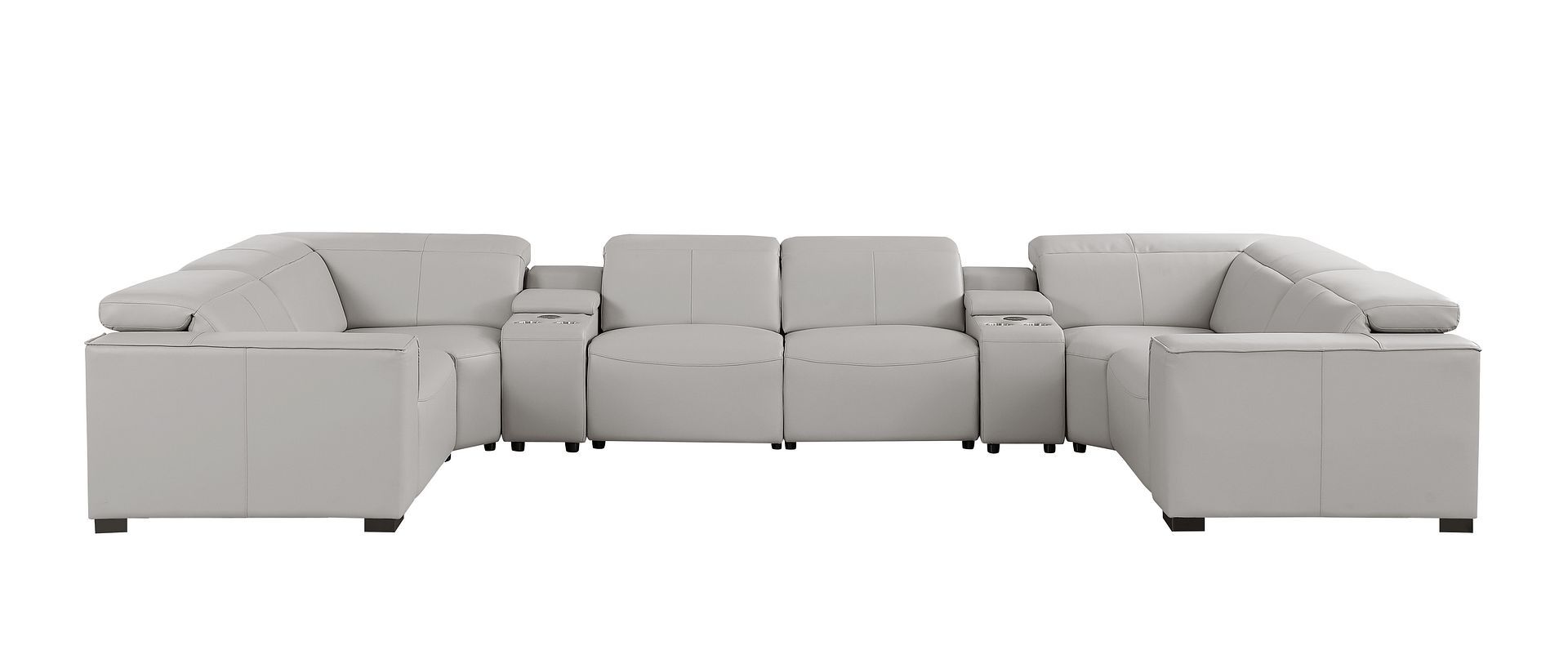 1208 - 8 Piece Modular Leather Sectional With 2 Power Recliners & Power Headrests