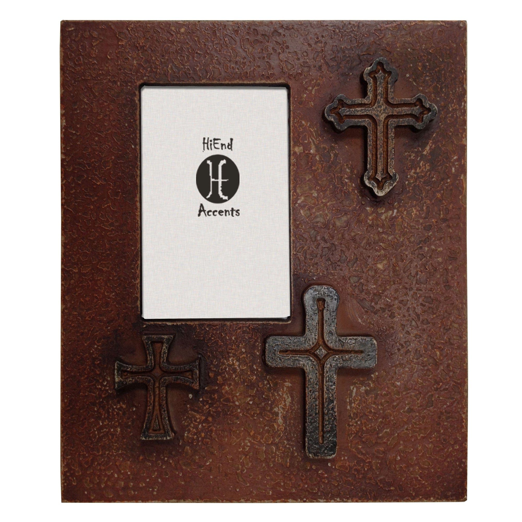 Picture Frame - 4" x 6" Distressed 3-Cross Picture Frame 4 Per Carton - Red