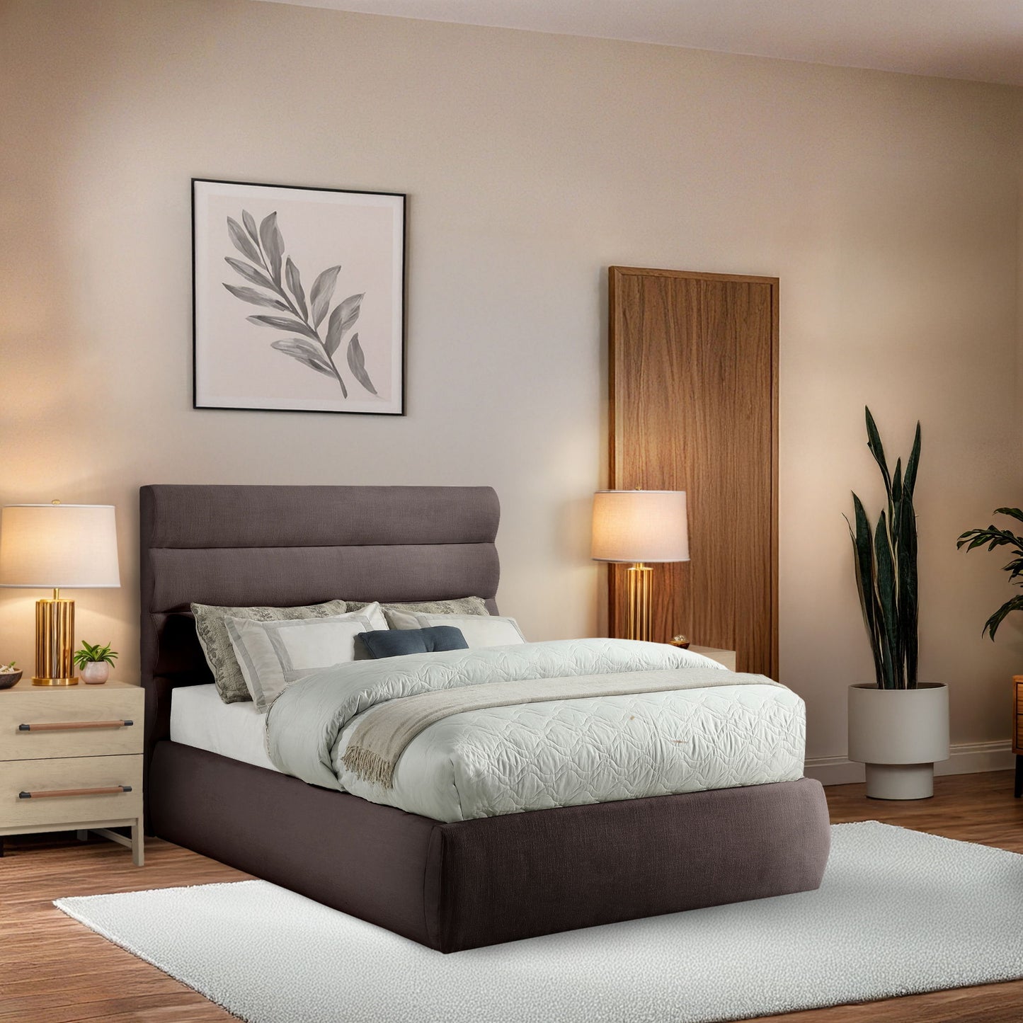 Adam - Linen Fabric Bed With 52" Headboard