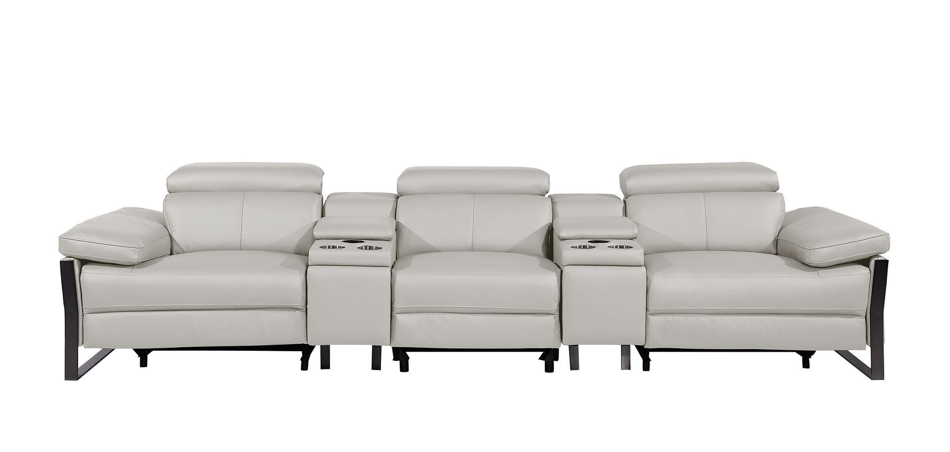 1246 - Modular Power Triple Reclining Dual Console Sofa With Power Reclining Headrests