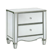 Nightstand With Mirror Panels - Silver
