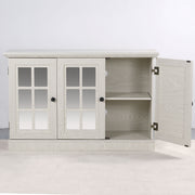 Storage Cabinet With 3 Mirrored Acrylic Doors, Adjustable Shelves