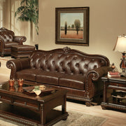 Anondale - Sofa - Espresso Top Grain Leather Match & Cherry