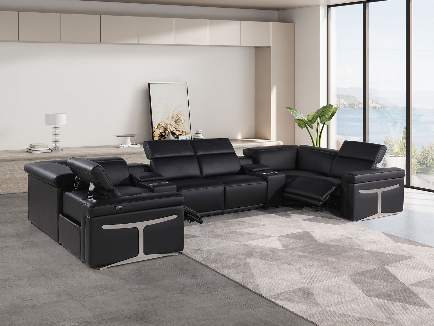 1126 - 8-Piece U-Shaped Sectional Sofa In With 2 Power Recliners & Power Headrests