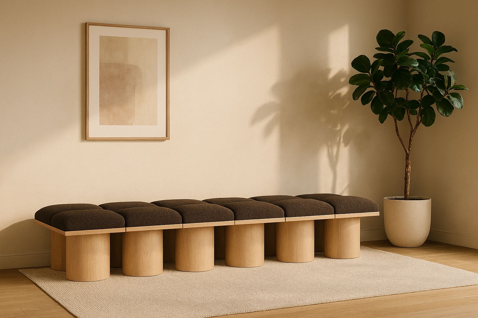Pavilion - 12 Piece Modular Bench With Natural Base