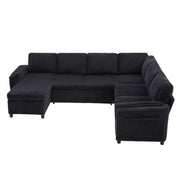 Convertible U-Shaped Sectional Sofa Bed With USB Ports And Storage