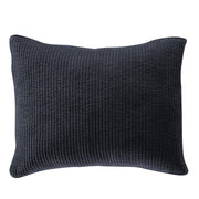 Stonewashed Cotton Velvet - 21" x 27" Quilted Pillow Sham - Navy