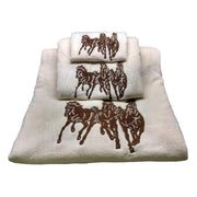 Western Horse - Embroidered 3-Horse Towel Set (Set of 3), 2 Per Carton - Cream