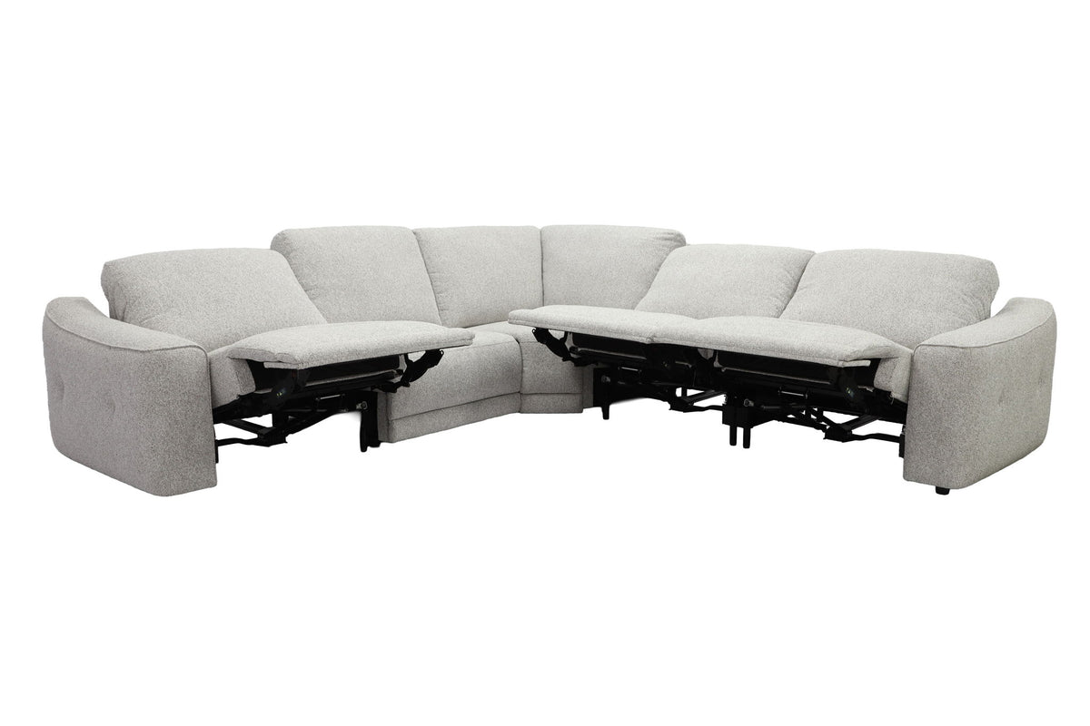Julianna - 5 Piece Power Reclining Sectional With Power Headrests - Crisp Taupe