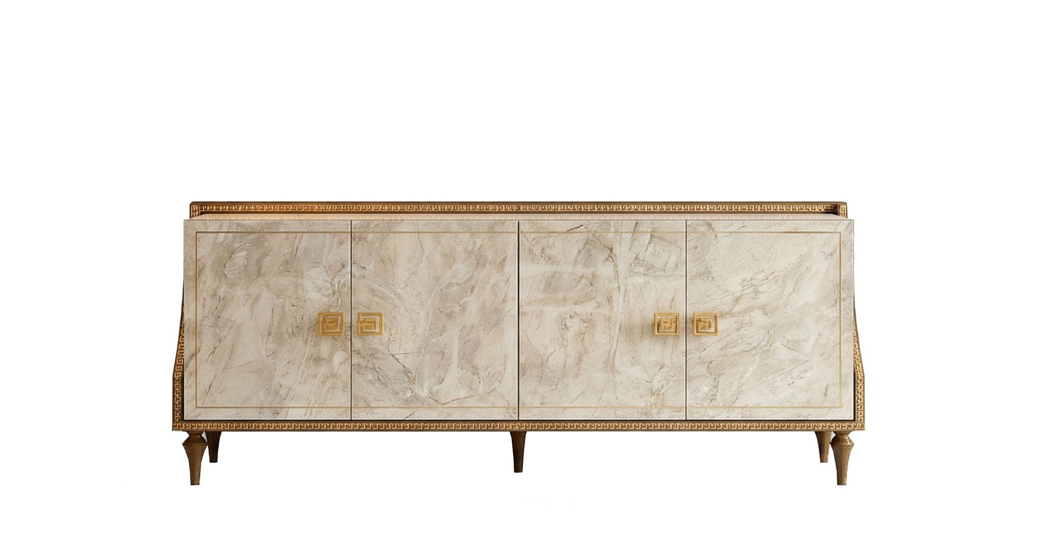Romantica - 4 Doors Buffet - Light Beige / Brown Walnut