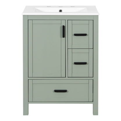 Bathroom Vanity With Sink, Soft-Close Doors, Double-Layer Shelf And 3 Drawers