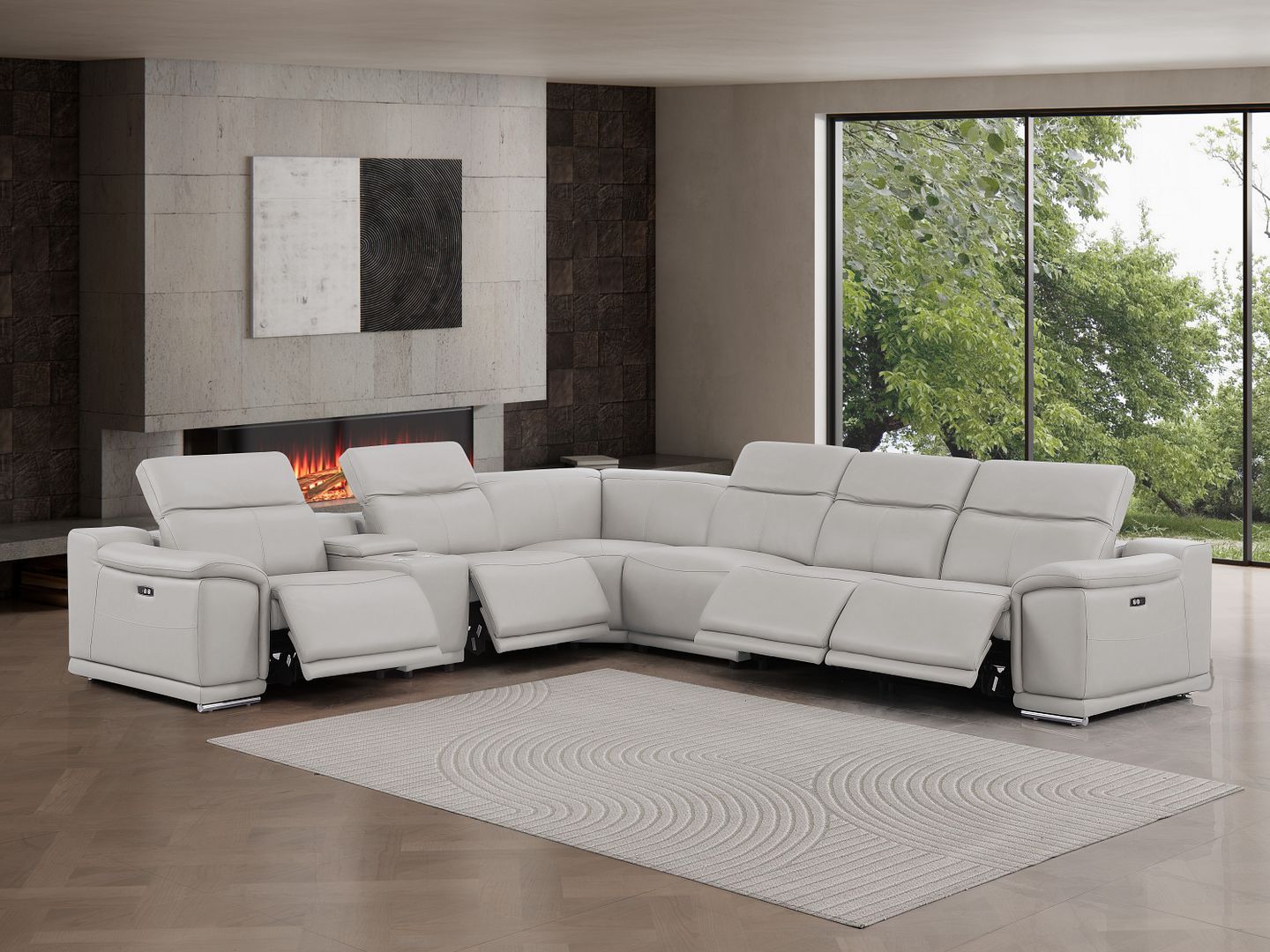 2679 - 7-Piece L-Shaped Power Reclining Sectional In Genuine Leather (4 Recliners)