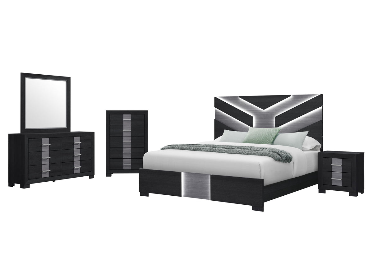 Optimus - 5 Piece Queen Bedroom Set - Black