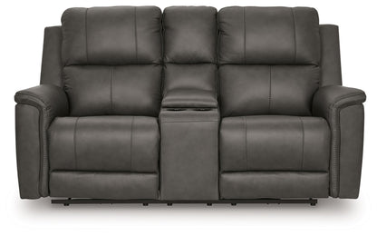 Bleckley - Power Reclining Loveseat With Console / Adjustable Headrest - Anchor
