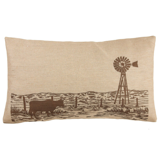 Windmill - Burlap Lumbar Pillow - Tan