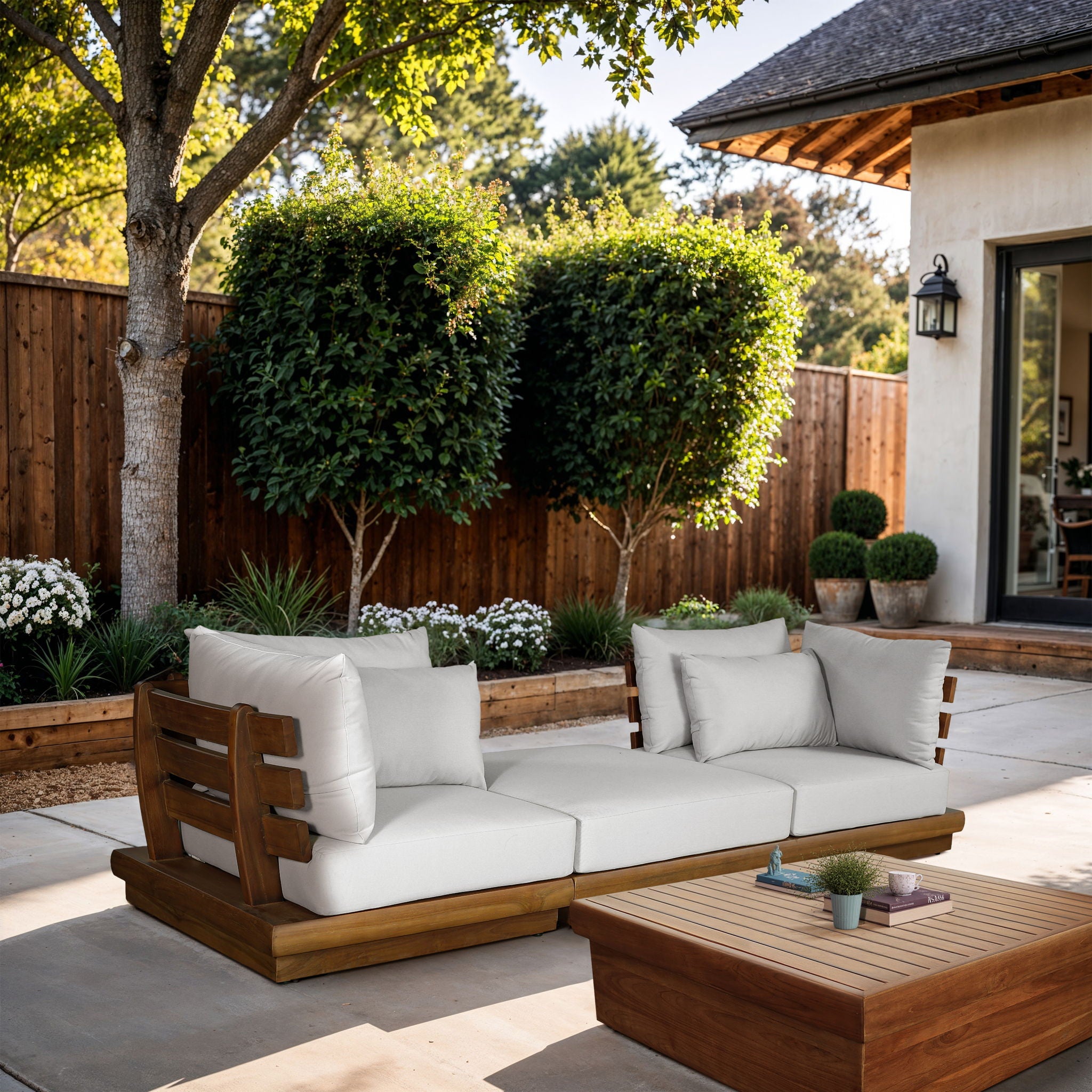 Mirella - 3 Piece Water Resistant Fabric Upholstered Outdoor Patio Modular Sofa