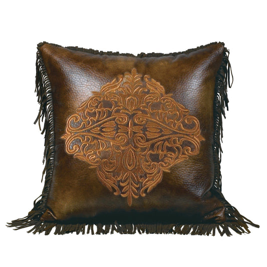 Austin - Golden Medallion Throw Pillow - Brown
