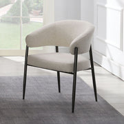 Jirina - Chenille Arm Chair With Metal Legs (Set of 2) - Beige & Black