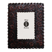 Picture Frame - 4" x 6" Laced Edge Tooled Leather Picture Frame  - Black / Red