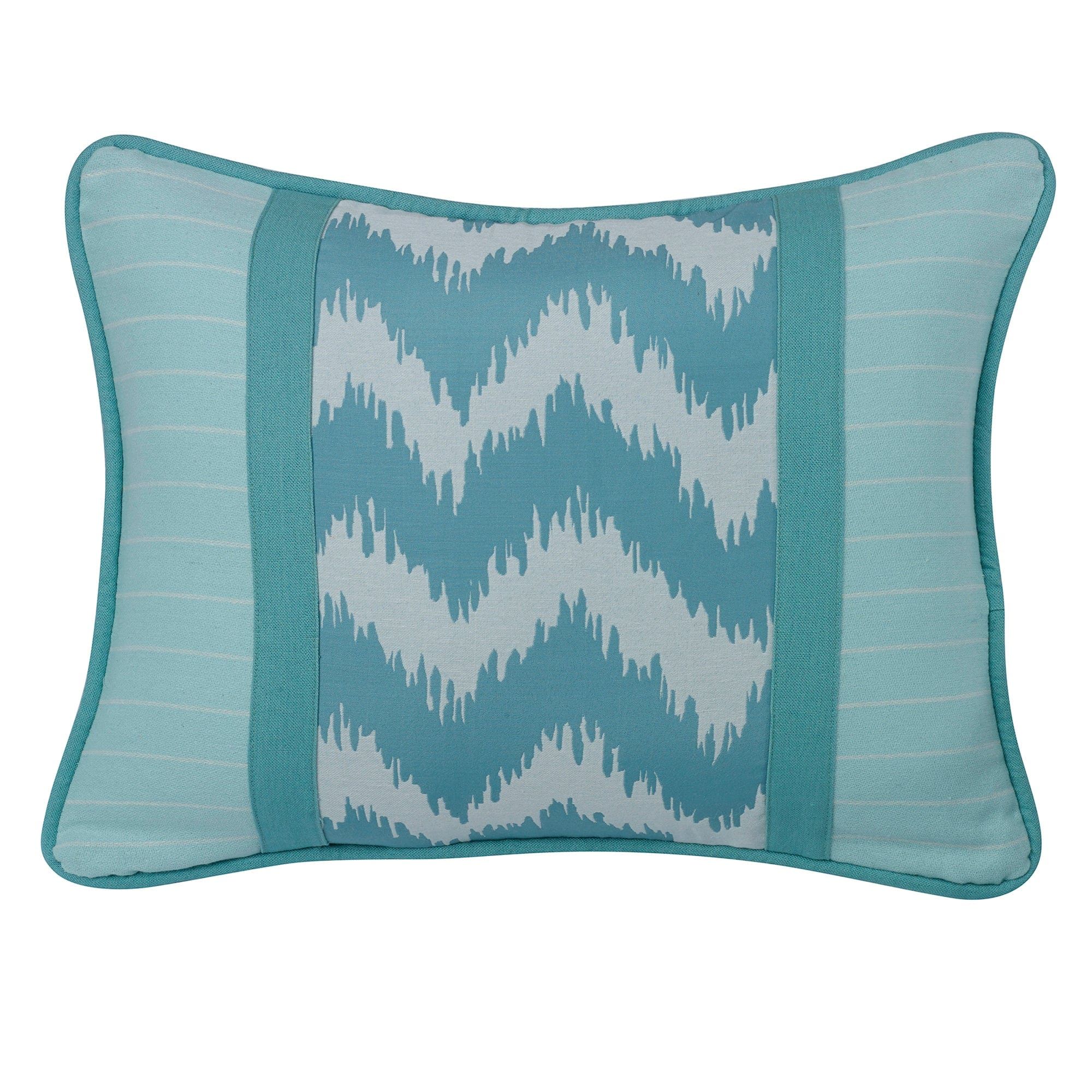 Catalina - Chevron Print Accented Striped Pillow - Blue
