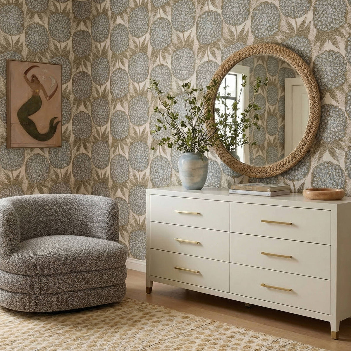 Dani - Faux Shagreen 6-Drawer Dresser - Cream