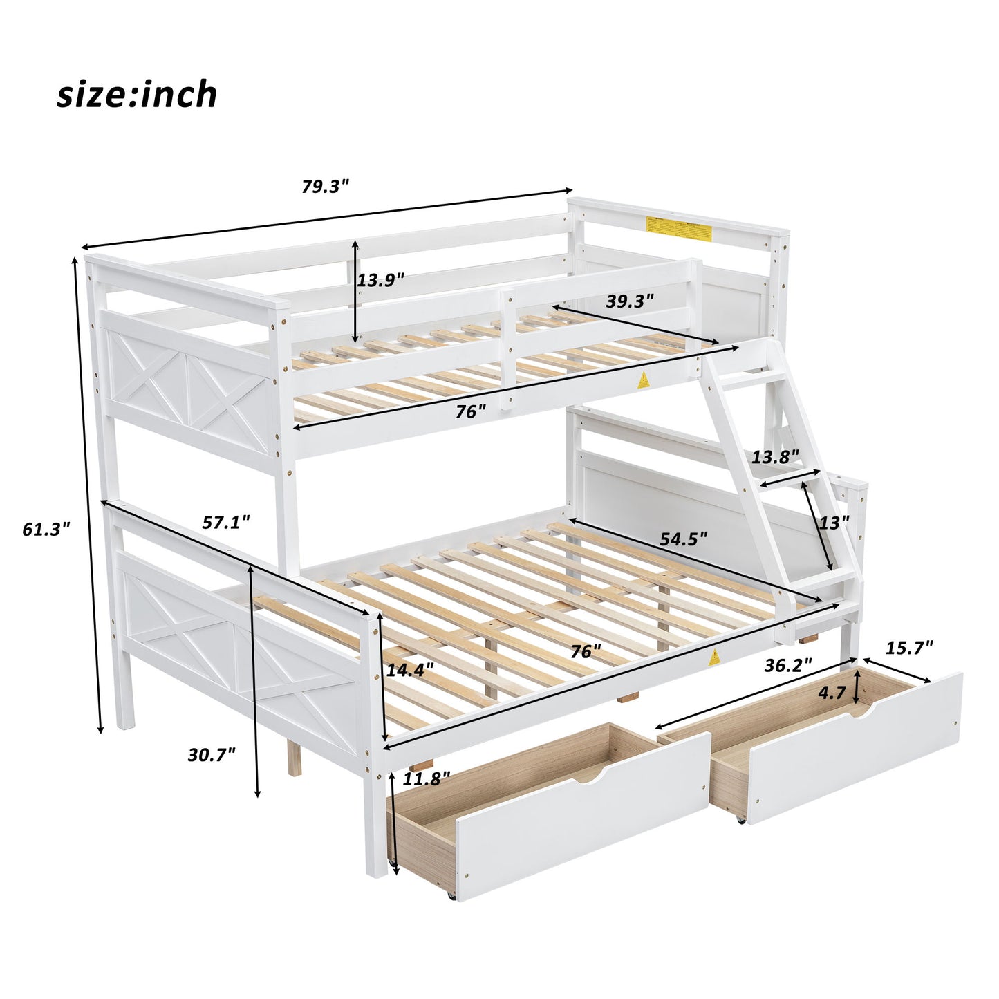 Bunk Bed With Ladder And Safety Guardrail