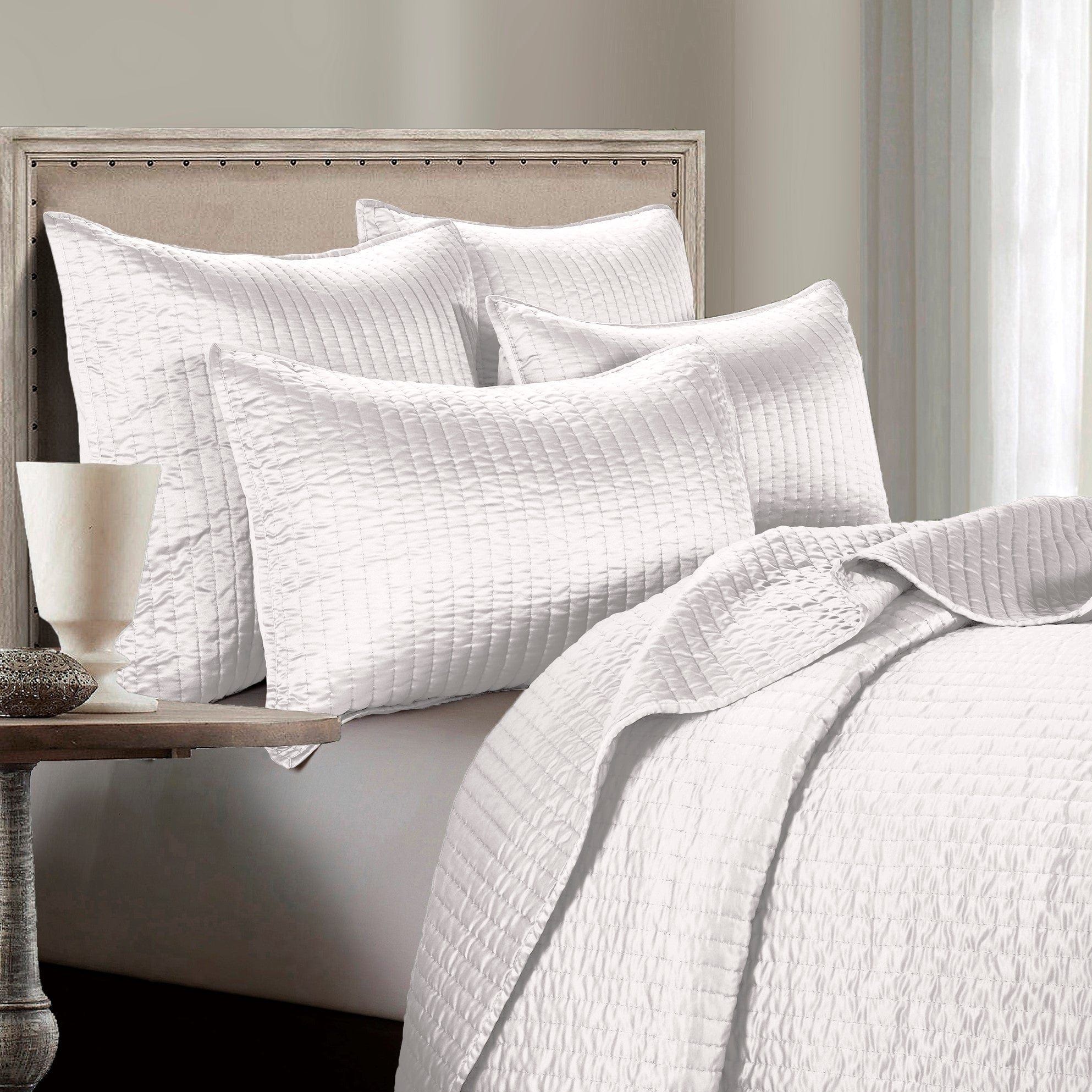 Satin Channel - King Quilt Set (Set of 3) - White
