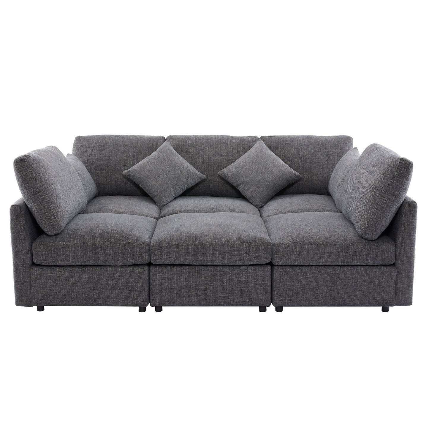 Sectional Sofa Modular U-Shaped With Ottoman & USB Ports