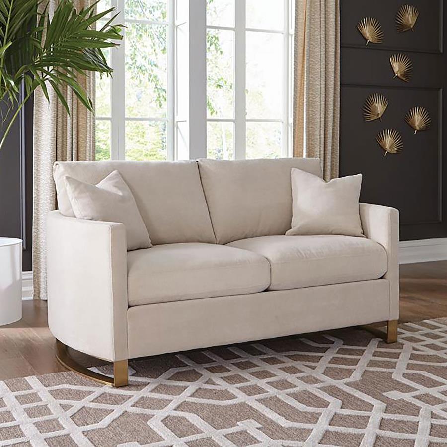 Corliss - Upholstered Arched Arm Loveseat - Beige