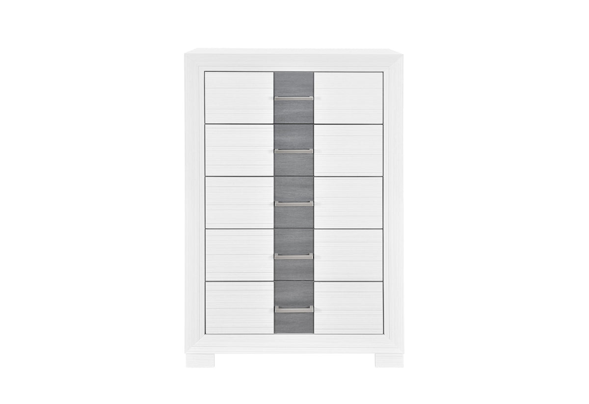 Optimus - 5 Piece Full Bedroom Set - White