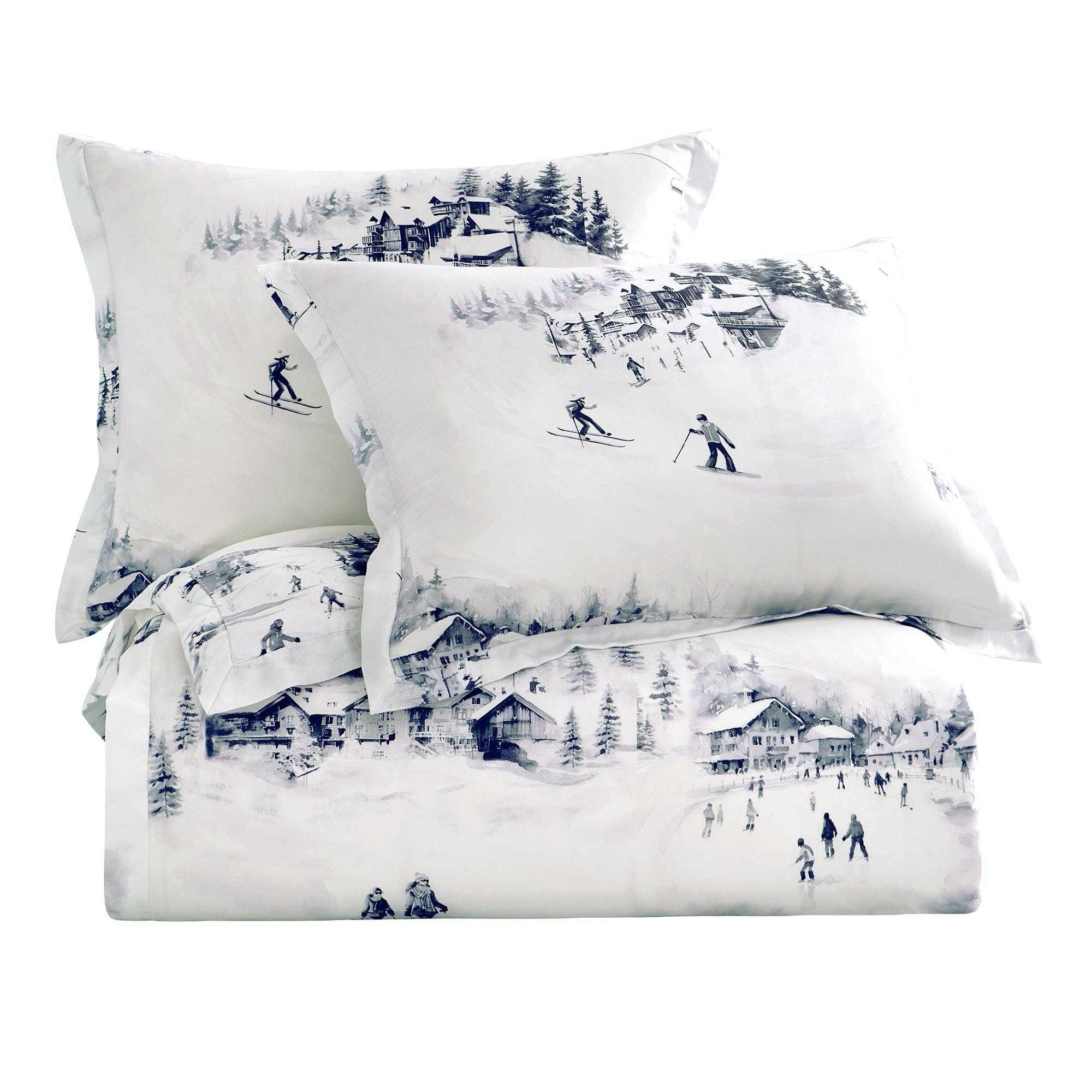 Ski Life - King Eucalyptus Duvet Cover Set (Set of 3) - Gray