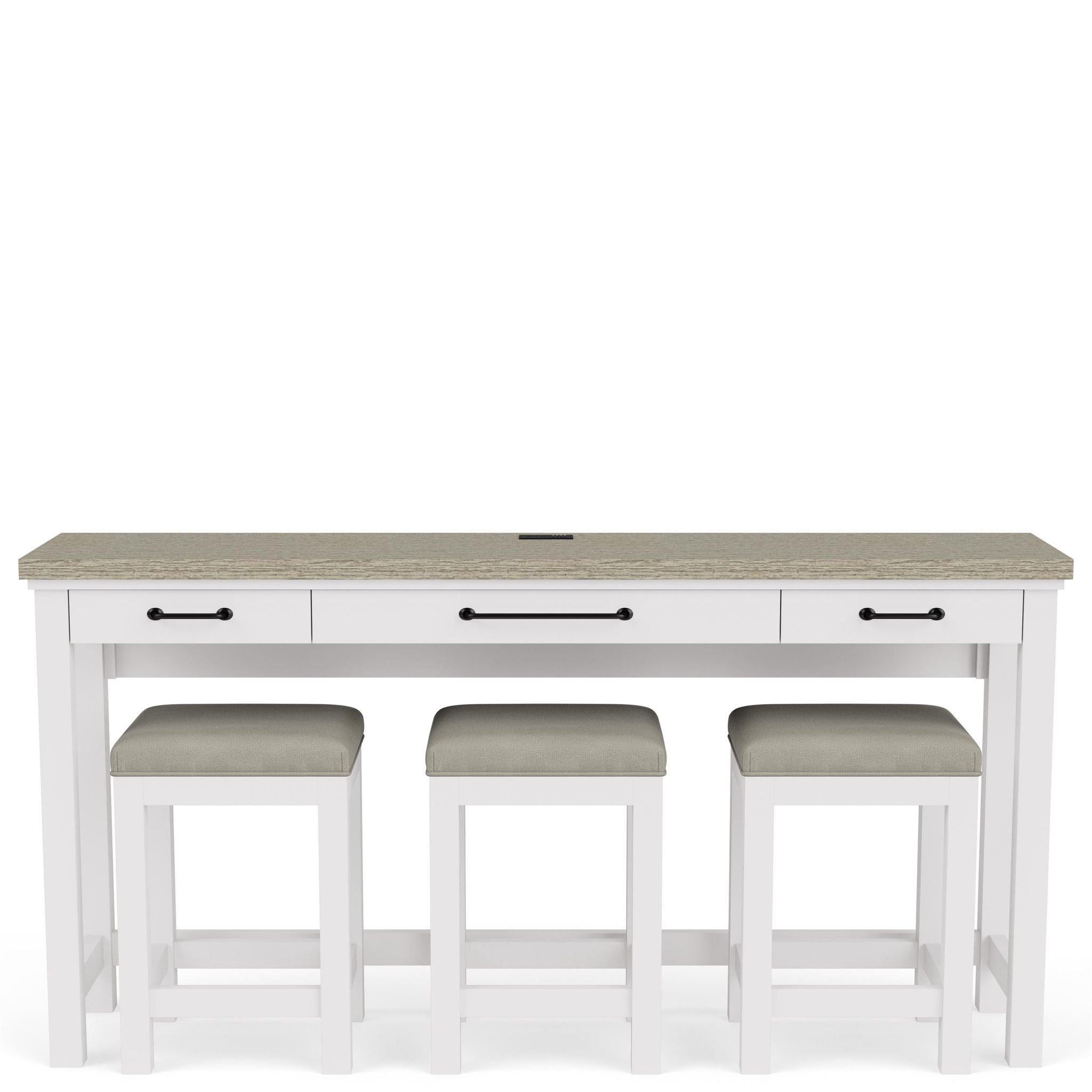 Cora - Workstation (Sofa Table With 3 Stools) - Cloud / Fog