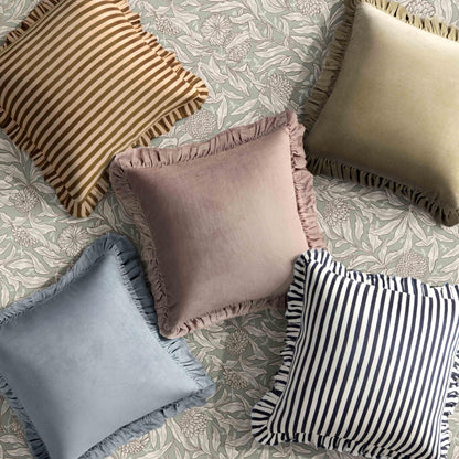 Alessia - 20" Square Striped Ruffle Accent Pillow Cover