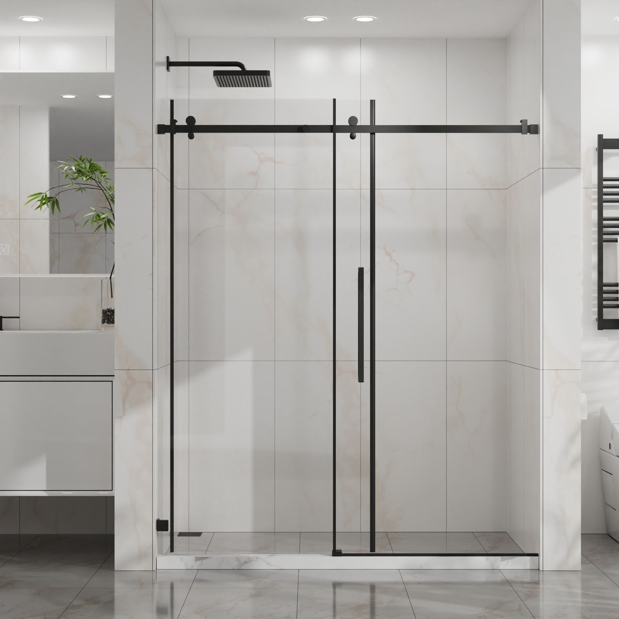 Frameless Tub Sliding Shower Door With Easy Clean Coating