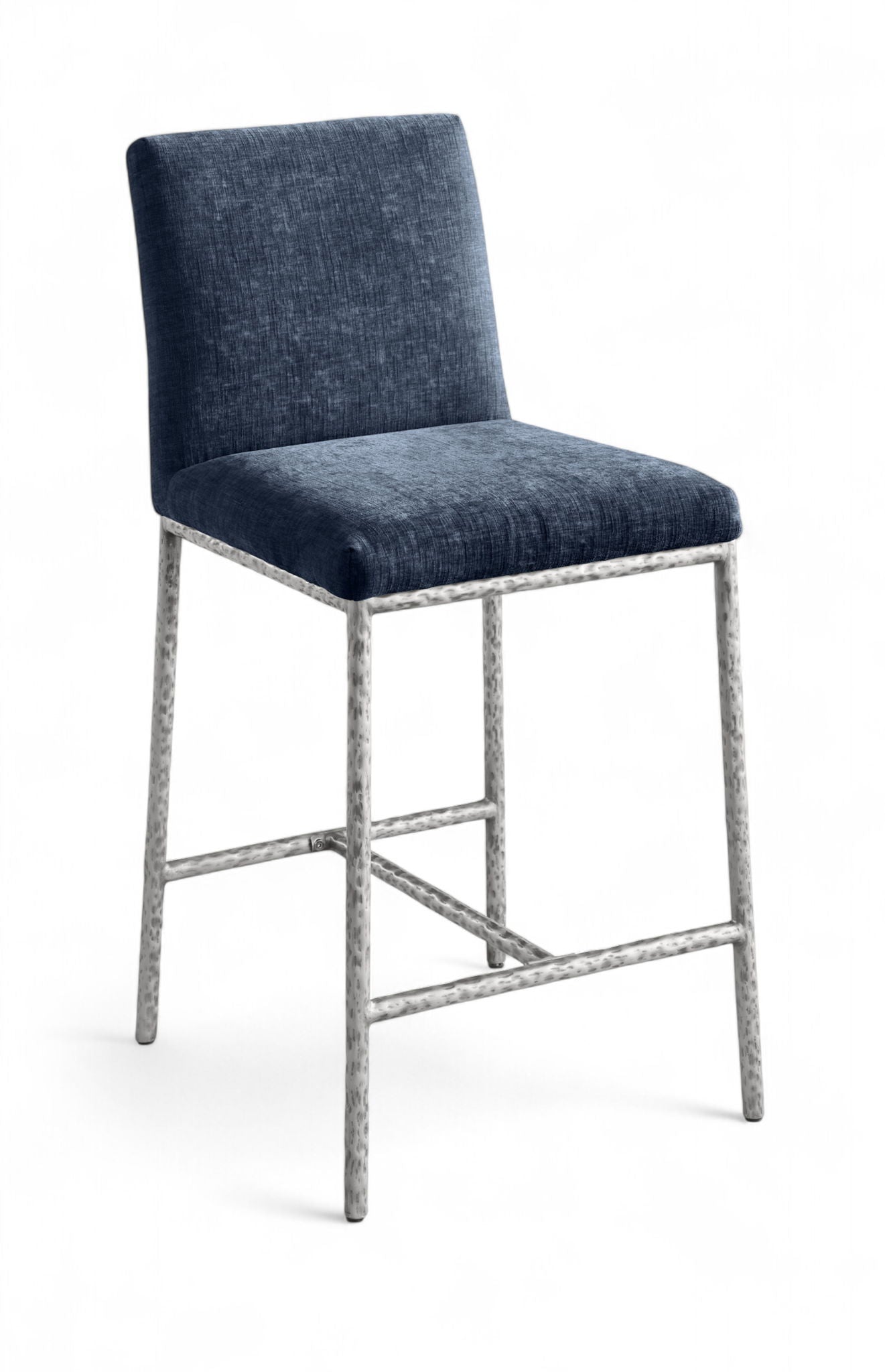 Reeves - Chenille Fabric Upholstered Counter Stool (Set of 2) - Silver Base