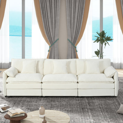 Modern Chenille Oversized Deep Seat Sectional Sofa With Pillows