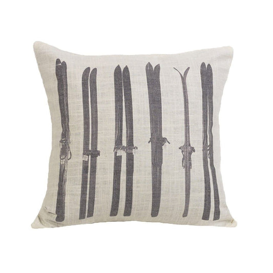 Pillow - Printed Ski Throw Pillow - Cream / Gray