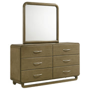 Bernardo - 6 Drawer Dresser And Mirror With Rounded Corners - Nutmeg Brown