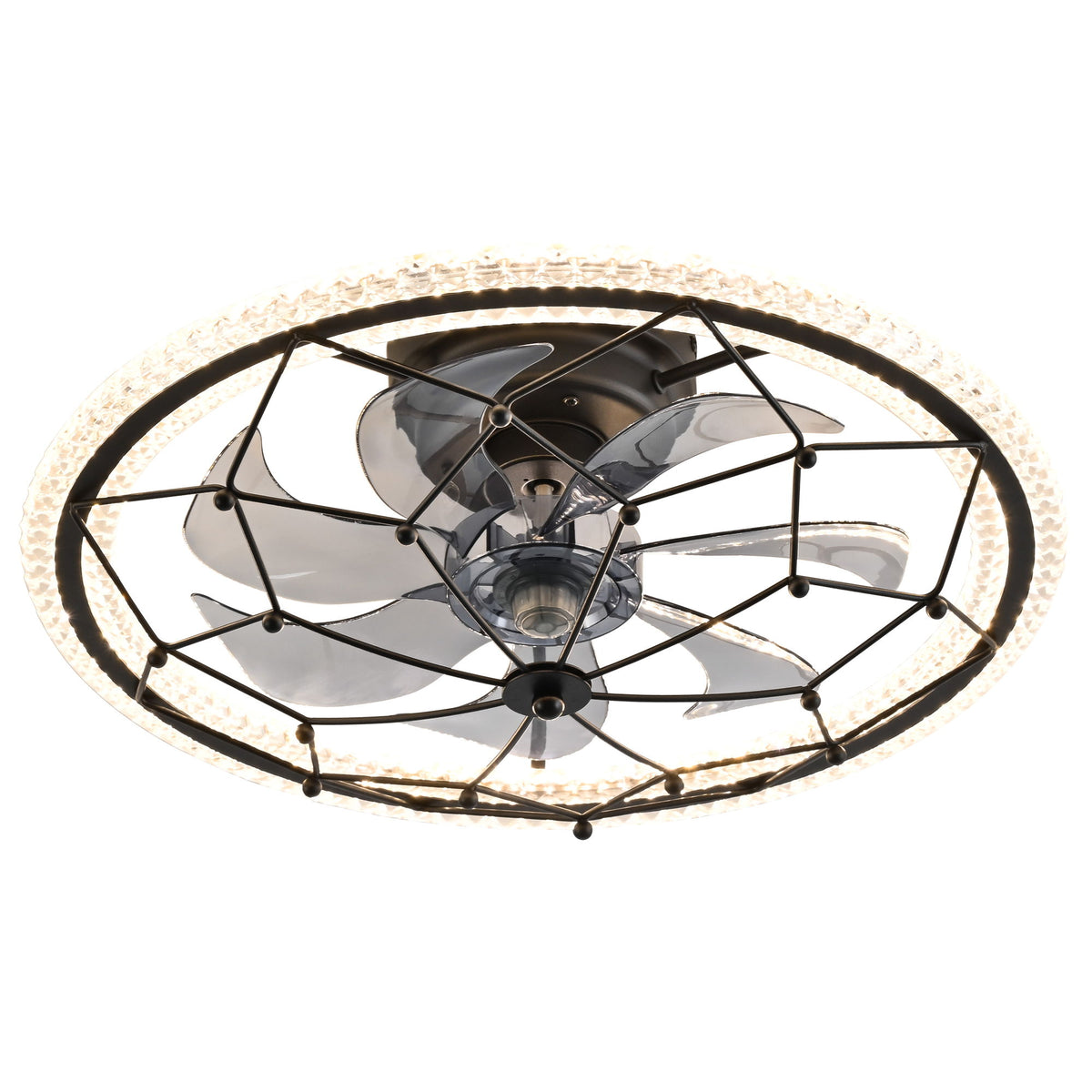 Ceiling Fan With Light And Remote Control, 6 Speeds, 3 Color Options - Matte Black